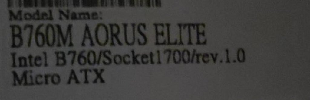기가바이트 B760M AORUS ELITE rev 1.0 메인보드 모델 확인
