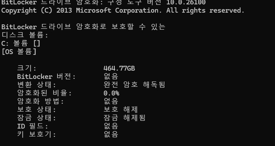 바이오스 업데이트 전 BitLocker 상태 확인 manage-bde