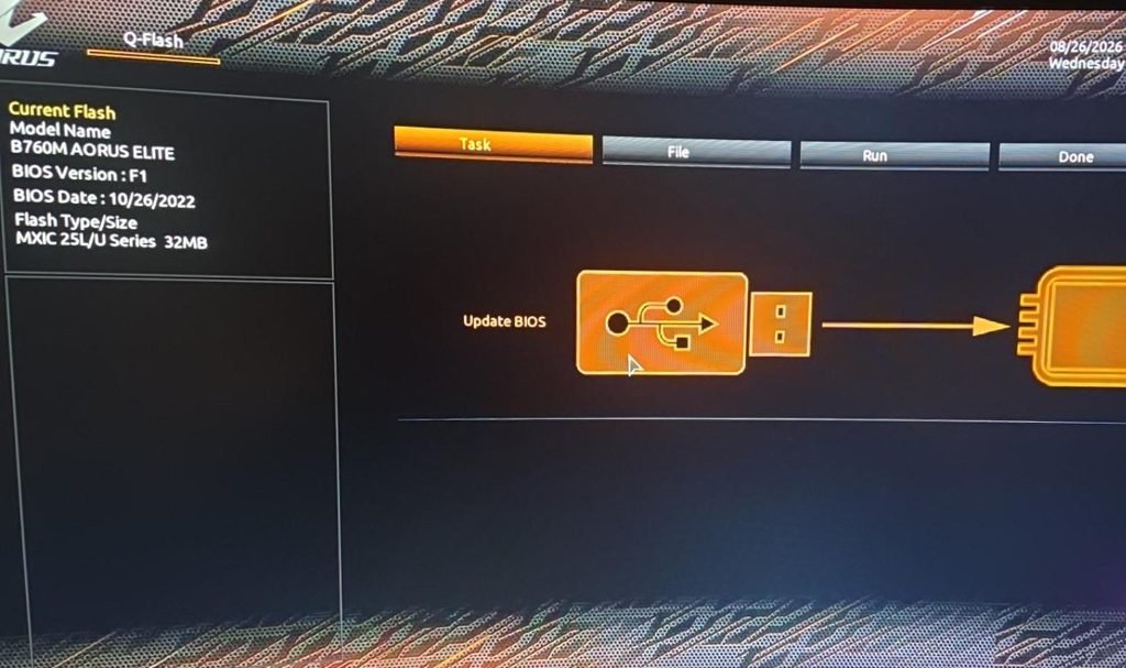 기가바이트 Q-Flash 현재 BIOS F1 확인