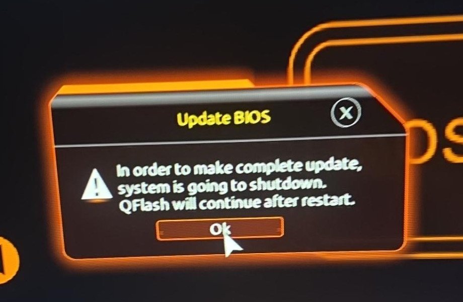 기가바이트 Q-Flash BIOS 업데이트 자동 재시작 안내